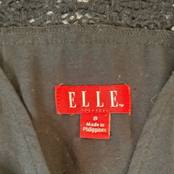 ELLE Black LBD Lace Top Tie Waist Cap Sleeve V-Neck Dress, Women’s Size Small - Picture 8 of 8